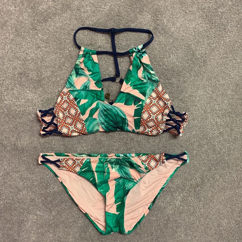 Sperry pink palm tree bathing suit bikini